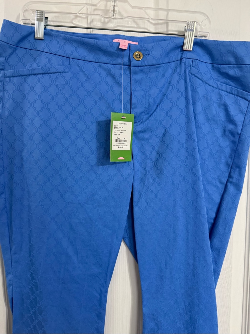 NWT Lilly Pulitzer Blue Textured Stretch Trousers